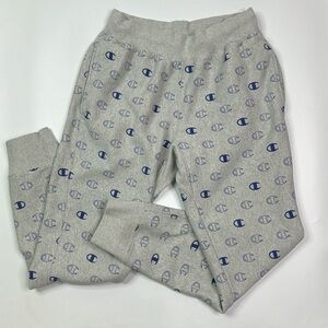 Champion Reverse Weave Grey Allover Print Jogger Pants Size Large